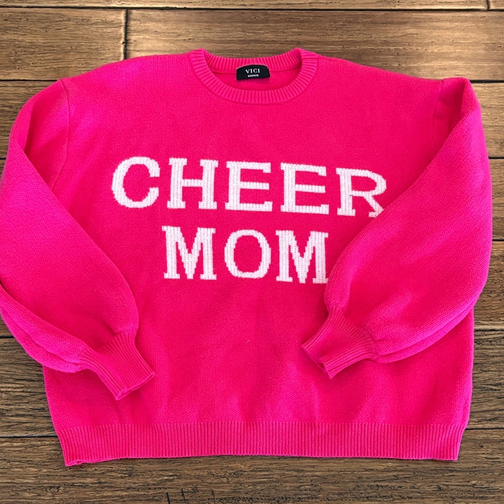 VICI Hot Pink CHEER MOM Crewneck Sweater